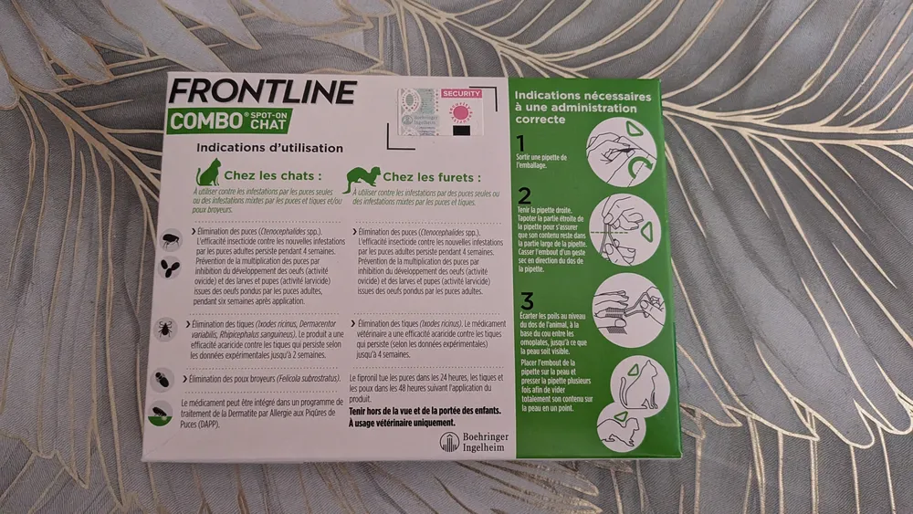 FRONTLINE Combo Chat anti-puces et tiques (pipettes spot-on), photo 3 prise par Marwane
