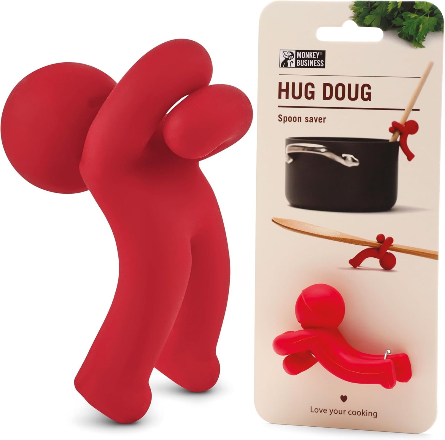 13 accessoires de cuisine astucieux : HUG-DOUG - Porte cuillère bonhomme rouge