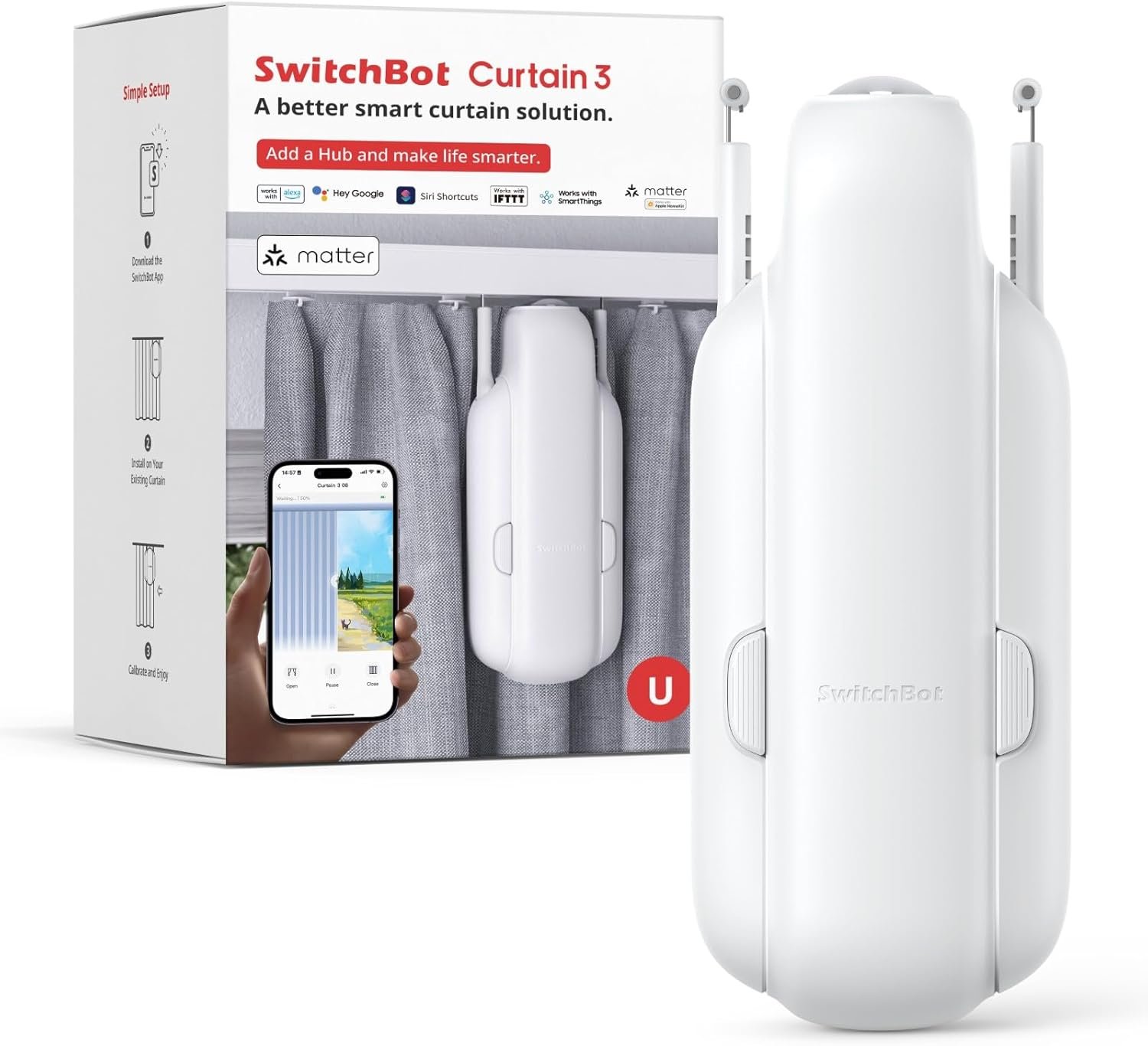 SwitchBot Poussoir de Rideau Intelligent